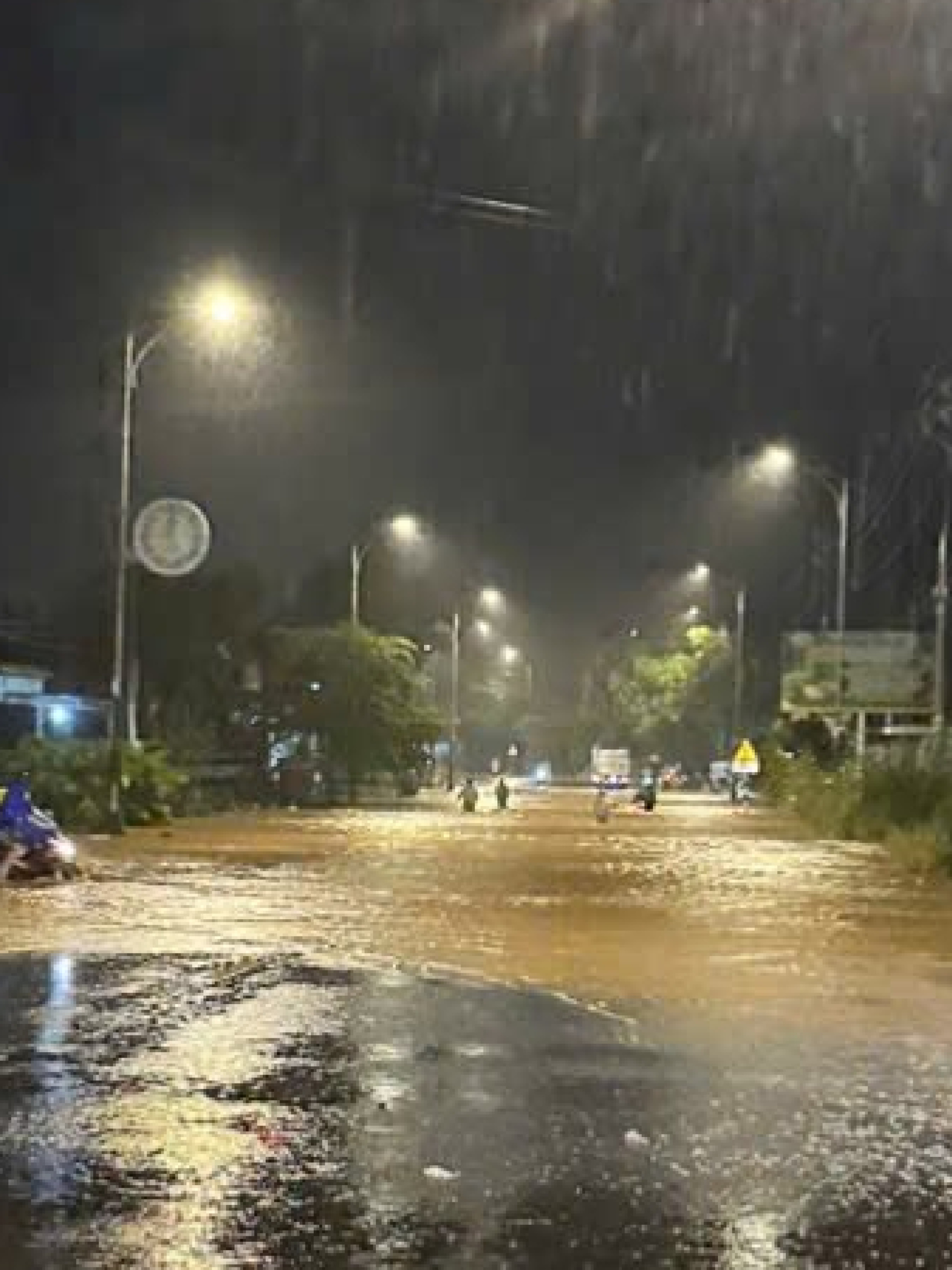 20号国道通往大叻因大雨深陷洪水